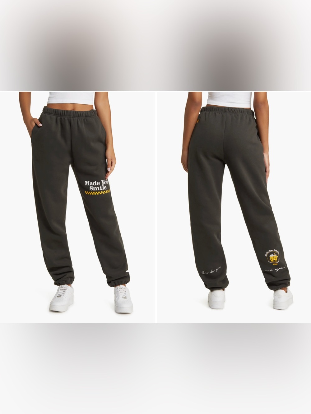 The Mayfair Group Made You Smile Graphic Joggers in Vintage Black (L/XL)